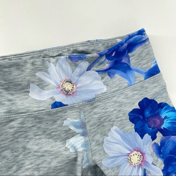 Old Navy Active Go Dry Girls Gray Blue Floral Print Stretchy Leggings Size 6/7 - Picture 3 of 12